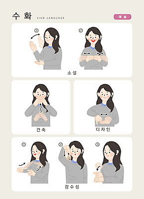 문자 디자인 여자 건축 일러스트 손가락 커뮤니케이션 안내 한명 사람 손짓 상반신 성인 한글 언어교육 소통 지문자 청각장애인 소설_책 국내일러스트 AI파일 1 손 교육 컨셉 모션 장애인 문학 수화 파일형식 벡터