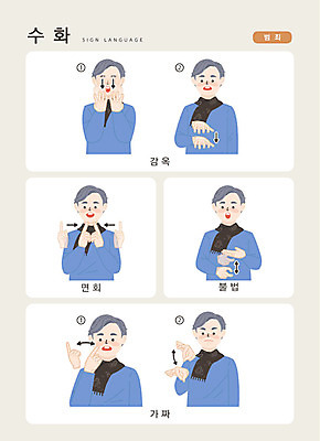 문자 남자 일러스트 손가락 커뮤니케이션 안내 한명 사람 손짓 상반신 성인 한글 범죄 감옥 언어교육 소통 불법 지문자 청각장애인 국내일러스트 AI파일 1 손 교육 컨셉 모션 장애인 수화 파일형식 벡터