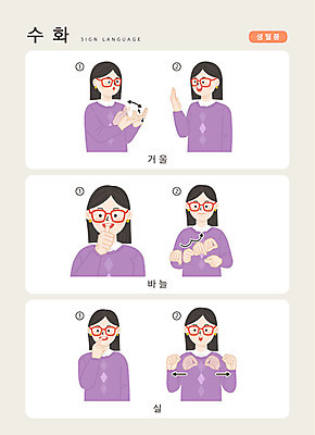 문자 여자 일러스트 손가락 커뮤니케이션 안내 한명 사람 손짓 상반신 성인 한글 거울 바늘 실 언어교육 소통 생필품 지문자 청각장애인 국내일러스트 AI파일 1 손 교육 컨셉 모션 도구 장애인 오브젝트 수화 파일형식 벡터