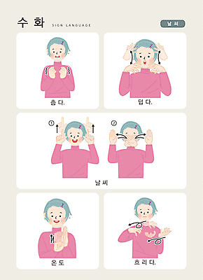 문자 여자 일러스트 손가락 커뮤니케이션 날씨 안내 한명 사람 손짓 상반신 성인 한글 추위 더위 온도 언어교육 흐림 소통 지문자 청각장애인 국내일러스트 AI파일 1 손 교육 컨셉 모션 장애인 수화 파일형식 벡터