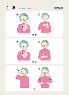 문자 여자 일러스트 손가락 커뮤니케이션 날씨 안내 한명 사람 손짓 상반신 성인 한글 비 언어교육 소통 지문자 청각장애인 국내일러스트 AI파일 자연요소 1 손 교육 컨셉 모션 장애인 수화 파일형식 벡터