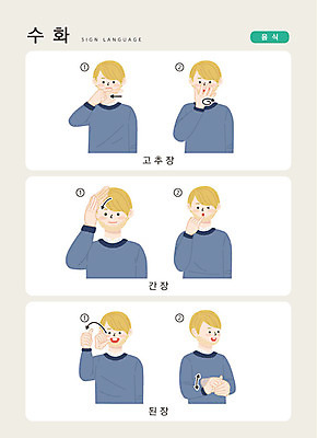 문자 남자 음식 일러스트 손가락 커뮤니케이션 안내 한명 사람 손짓 상반신 성인 한글 된장 고추장 간장 언어교육 소통 지문자 청각장애인 국내일러스트 AI파일 1 손 교육 컨셉 모션 양념 장애인 수화 파일형식 벡터