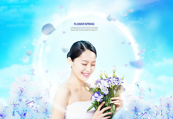 PSD 편집이미지 여자 꽃잎 꽃 꽃다발 한명 미소 들기 사람 상반신 20대 성인 옆모습 파란색 뷰티 봄 화장품 한국인 화사함 낙화 싱그러움 의료성형뷰티 성인여자한명만 흩날리기 이미지편집 식물 1 계절 뷰포인트 컬러 컨셉 모션 표정 동양인 청년 여자한명만 성인여자만 파일형식