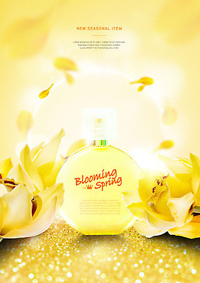 PSD 편집이미지 꽃잎 꽃 사람없음 뷰티 노란색 봄 화장품 향수 향기 화사함 낙화 모란 싱그러움 흩날리기 이미지편집 식물 계절 컬러 컨셉 모션 냄새 파일형식