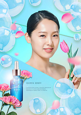 PSD 편집이미지 응시 여자 꽃잎 꽃 따뜻함 한명 미소 사람 상반신 20대 성인 앞모습 파란색 뷰티 봄 화장품 한국인 튤립 비눗방울 모던 그라데이션 산뜻 싱그러움 의료성형뷰티 성인여자한명만 흩날리기 이미지편집 식물 1 시선 계절 뷰포인트 컬러 컨셉 모션 표정 동양인 청년 여자한명만 성인여자만 파일형식