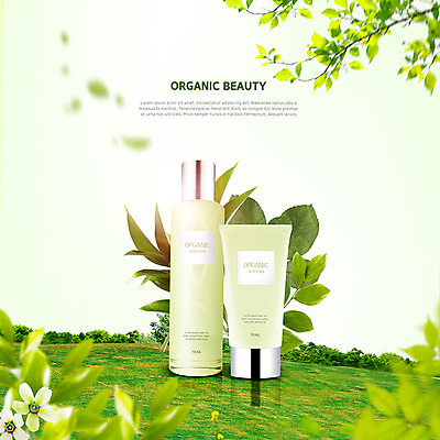 PSD 편집이미지 꽃 잎 초원 사람없음 초록색 연두색 뷰티 화장품 나뭇가지 천연 천연화장품 이미지편집 나무 식물 컬러 파일형식