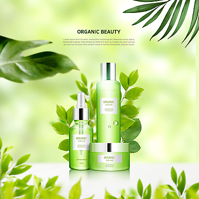 PSD 나무 편집이미지 사람없음 초록색 연두색 뷰티 화장품 물방울 천연 열대잎 천연화장품 이미지편집 식물 컬러 잎 파일형식