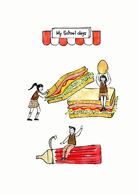 전신 PSD 학생 여자 남자 교복 일러스트 청소년 여고생 디저트 수채화 사람 세명 추억 케첩 분식 학창시절 토스트 먹거리 국내일러스트 옷 음식 빵 컨셉 고등학생 소스_음식 파일형식