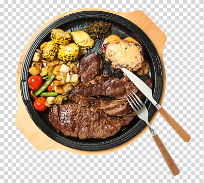 편집이미지 접시 음식 포크 서양음식 스테이크 사람없음 나이프 철판 PNG 편집소스 식기 칼 파일형식