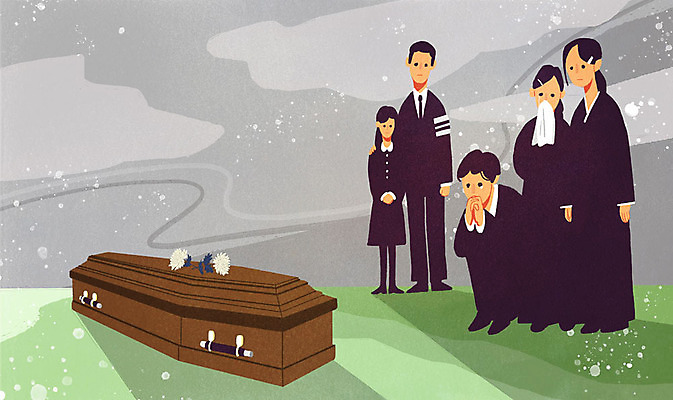 전신 PSD 여자 남자 어린이 일러스트 국화 서기 사람 앉기 여러명 성인 회색 슬픔 죽음 무덤 눈물 관 장례 국내일러스트 꽃 감정 컬러 다수 모션 파일형식