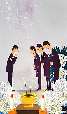 전신 PSD 여자 남자 일러스트 초 국화 사람 여러명 성인 슬픔 죽음 인사 향 장례 국내일러스트 꽃 감정 다수 예절 파일형식