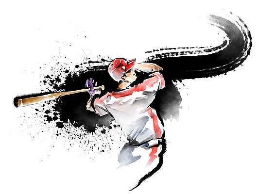 PSD 남자 스포츠 일러스트 캘리그라피 붓터치 흑백 한명 사람 상반신 성인 빨간색 야구 야구방망이 타자 야구선수 헬멧 번짐 치기 타격 성인남자한명만 국내일러스트 1 컬러 모션 운동선수 촬영기법 구기 야구용품 보호장비 남자한명만 성인남자만 파일형식 효과