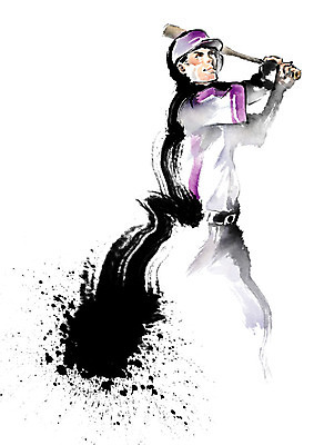 PSD 남자 스포츠 일러스트 캘리그라피 붓터치 흑백 한명 사람 상반신 성인 보라색 야구 야구방망이 타자 야구선수 헬멧 공격 번짐 야구복 타격 성인남자한명만 국내일러스트 1 컬러 모션 운동선수 촬영기법 운동복 구기 야구용품 보호장비 남자한명만 성인남자만 파일형식 효과