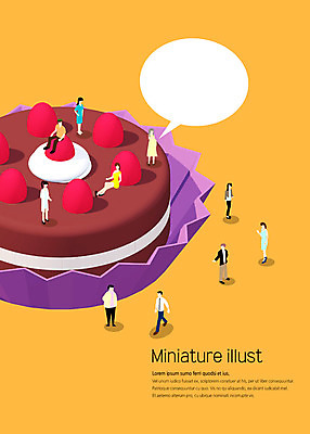 전신 PSD 여자 남자 음식 말풍선 일러스트 딸기 따뜻함 사람 여러명 성인 노란색 케이크 미니어처 생크림 감성 국내일러스트 컬러 다수 컨셉 과일 디저트 모형 크림 파일형식