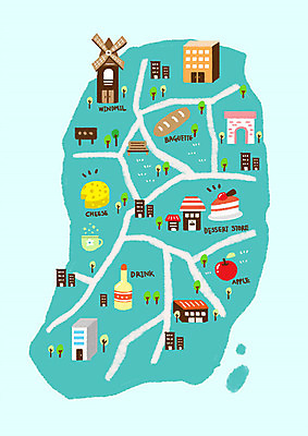 PSD 백그라운드 지도 일러스트 디저트 치즈 빌딩 사람없음 건물 관광지 상점 풍차 사과 바게트 커피잔 약도 맛집 음료수병 안내도 국내일러스트 건축물 커피 음식 빵 여행 과일 잔 유제품 병_담는 파일형식