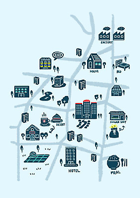 PSD 백그라운드 지도 일러스트 공장 호텔 주택 빌딩 사람없음 건물 관광지 상점 꽃집 약도 맛집 안내도 국내일러스트 건축물 여행 공업 숙소 파일형식