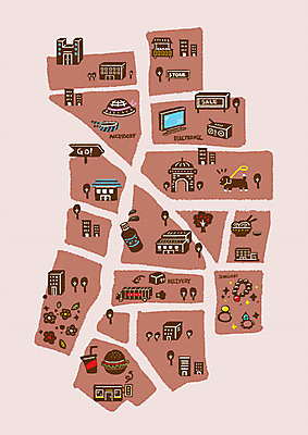 PSD 한마리 음식 백그라운드 지도 일러스트 목걸이 사람없음 건물 관광지 갈색 마을 상점 강아지 약도 맛집 보석가게 햄버거가게 안내도 국내일러스트 1 건축물 컬러 여행 장신구 반려동물 식당 개 파일형식