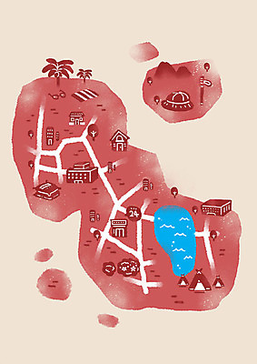 PSD 호수 백그라운드 지도 일러스트 텐트 사람없음 건물 빨간색 파란색 관광지 상점 휴양지 약도 편의점 안내도 국내일러스트 건축물 컬러 여행 캠핑도구 장소 파일형식