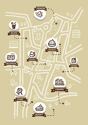 PSD 음료 음식 백그라운드 지도 일러스트 사람없음 건물 관광지 상점 약도 맛집 베이지색 안내도 국내일러스트 건축물 컬러 여행 파일형식