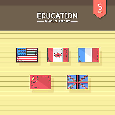 아이콘 교육 사람없음 세트 성조기 국기 오성홍기 교육아이콘 에듀 캐나다국기 프랑스국기 스쿨팩 2D아이콘 AI파일 중국 에듀케이션 파일형식 벡터