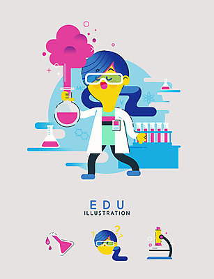 캐릭터 여자 교육 과학 일러스트 교육캐릭터 현미경 실험 한명 회색 화학 비커 과학교육 메스실린더 에듀 여자한명만 스쿨팩 일러캐릭터 AI파일 1 컬러 실험기구 사람 에듀케이션 여자만 파일형식 벡터