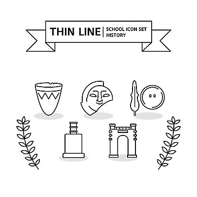 아이콘 교육 유물 사람없음 세트 사회 역사 신라 한국사 라인아이콘 교육아이콘 청동기 독립문 빗살무늬토기 수막새 에듀 역사교육 측우기 스쿨팩 2D아이콘 AI파일 전통 기구 토기 공동체 에듀케이션 파일형식 벡터