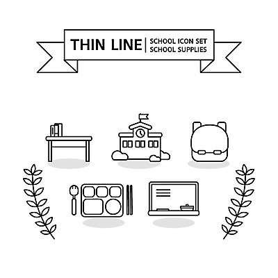 아이콘 교육 젓가락 학교 책가방 사람없음 책 세트 숟가락 칠판 라인아이콘 책상 교육아이콘 식판 급식 에듀 스쿨팩 2D아이콘 AI파일 가구 가방 수저 에듀케이션 파일형식 벡터