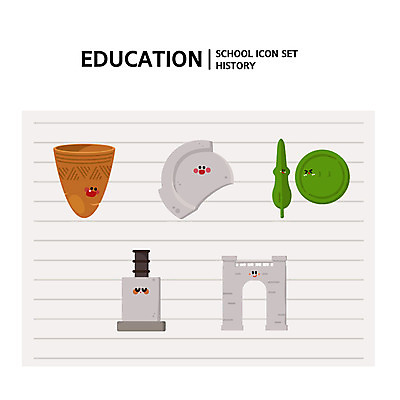 아이콘 교육 유물 사람없음 세트 사회 역사 신라 한국사 교육아이콘 청동기 독립문 빗살무늬토기 수막새 에듀 역사교육 측우기 스쿨팩 2D아이콘 AI파일 전통 기구 토기 공동체 에듀케이션 파일형식 벡터