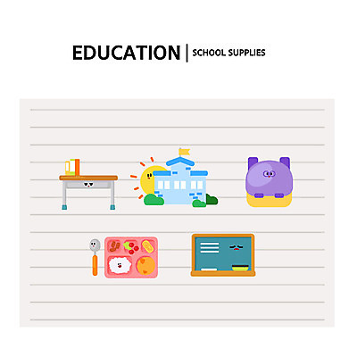 아이콘 교육 젓가락 학교 책가방 사람없음 책 세트 숟가락 칠판 책상 교육아이콘 식판 급식 에듀 스쿨팩 2D아이콘 AI파일 가구 가방 수저 에듀케이션 파일형식 벡터