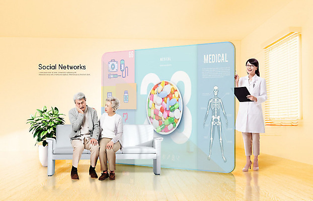 전신 PSD 편집이미지 여자 할아버지 노년 남자 화분 할머니 신체 병원 서기 미소 사람 앉기 성인 앞모습 세명 30대 파란색 소파 알약 노란색 스크린 노부부 고통 한국인 의사 정보 의사가운 네트워크 60대 걱정 70대 소통 서류판 소셜네트워크 치통 이미지편집 부부 감정 뷰포인트 컬러 컨셉 의자 의학 모션 표정 동양인 장년 약 사무용품 의료진 가운 질병 파일형식