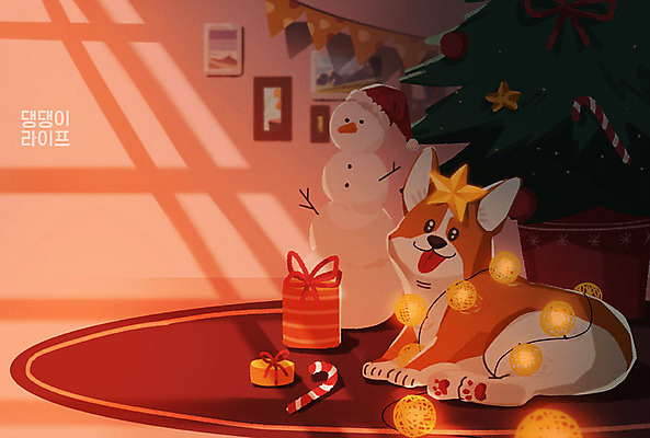 PSD 동물 한마리 별 반려견 액자 겨울 일러스트 눈사람 조명 선물 사람없음 장식 반려동물 크리스마스트리 귀여움 등불 강아지 가랜드 반려 웰시코기 국내일러스트 자연요소 1 계절 컨셉 크리스마스 개 파티용품 파일형식