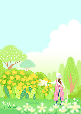 전신 PSD 나무 구름 여자 꽃 백그라운드 일러스트 하늘 프레임 따뜻함 한명 성인 초록색 봄풍경 봄 민들레 힐링 물뿌리기 성인여자한명만 봄배경 국내일러스트 자연요소 식물 1 계절 컬러 모션 사람 풍경 여자한명만 성인여자만 파일형식