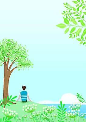 전신 PSD 나무 남자 바다 백그라운드 일러스트 하늘 프레임 따뜻함 한명 초원 성인 초록색 봄풍경 봄 언덕 힐링 성인남자한명만 봄배경 국내일러스트 식물 1 계절 컬러 사람 풍경 남자한명만 성인남자만 파일형식