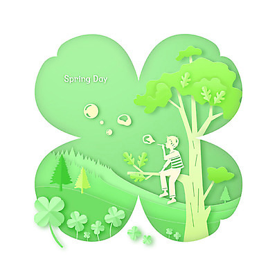 PSD 나무 실루엣 백그라운드 일러스트 프레임 사람모양 따뜻함 사람없음 초록색 봄풍경 봄 비눗방울 페이퍼아트 네잎클로버 힐링 불꽃모양 봄배경 국내일러스트 모양 식물 계절 컬러 촬영기법 풍경 클로버 파일형식