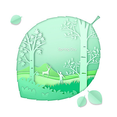 PSD 나무 실루엣 백그라운드 일러스트 사슴 나뭇잎 프레임 사람모양 따뜻함 사람없음 초록색 봄풍경 봄 페이퍼아트 힐링 불꽃모양 봄배경 국내일러스트 모양 식물 계절 컬러 잎 포유류 촬영기법 풍경 파일형식