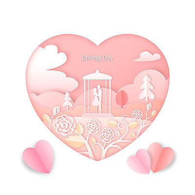 PSD 나무 구름 실루엣 분홍색 백그라운드 일러스트 프레임 사람모양 따뜻함 사람없음 장미 봄풍경 봄 하트 페이퍼아트 힐링 불꽃모양 봄배경 국내일러스트 자연요소 모양 식물 계절 꽃 컬러 촬영기법 풍경 파일형식