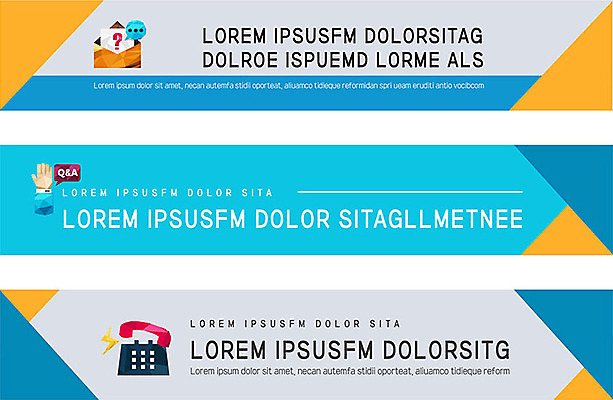 템플릿 배너 배너템플릿 가로배너 사람없음 파란색 삼각형 질문 편지 전화기 손모양 배너세트 이미지템플릿 AI파일 모양 도형 컬러 가로 세트 파일형식 벡터 손_신체부위