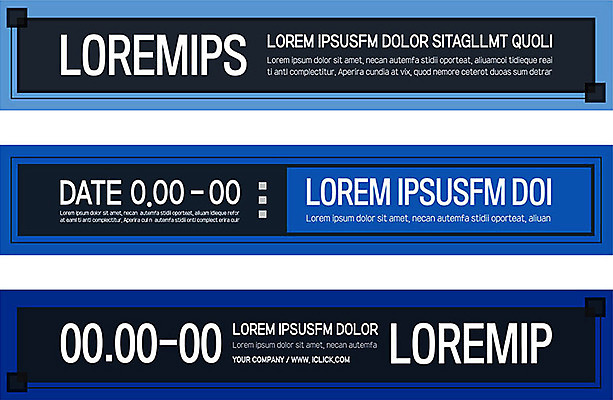 템플릿 배너 배너템플릿 가로배너 사람없음 파란색 사각형 배너세트 클래식블루 이미지템플릿 AI파일 도형 컬러 가로 세트 파일형식 벡터 트랜드컬러