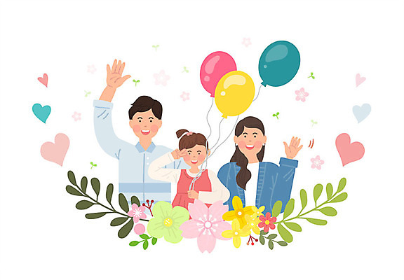 여자 남자 꽃 어린이 포즈 잎 일러스트 미소 사람 상반신 성인 세명 소풍 새싹 하트 즐거움 브이 손인사 풍선 봄소풍 국내일러스트 AI파일 모양 식물 감정 표정 손짓 야외활동 봄 인사 파일형식 벡터