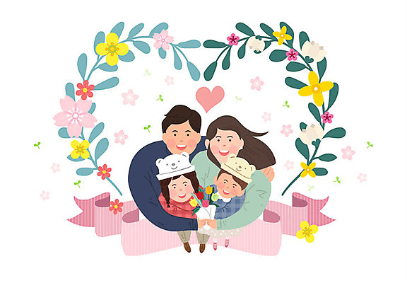 모자 여자 남자 꽃 딸 행복 리본 아들 어린이 꽃다발 잎 일러스트 가족 안기 엄마 사랑 사람 여러명 상반신 성인 소풍 새싹 봄 벚꽃 하트 아빠 개나리 핵가족 즐거움 봄소풍 국내일러스트 AI파일 모양 식물 잡화 계절 감정 다수 관계 모션 야외활동 파일형식 벡터