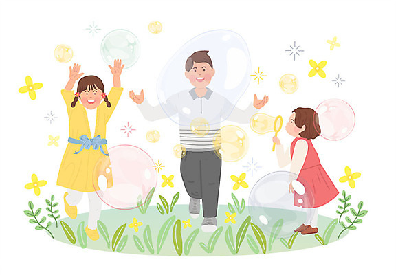 전신 공원 여자 남자 꽃 딸 어린이 일러스트 가족 미소 사람 잔디 초원 성인 세명 소풍 봄 아빠 비눗방울 개나리 즐거움 비눗방울놀이 봄소풍 국내일러스트 AI파일 식물 계절 공공시설 감정 관계 놀이 표정 야외활동 파일형식 벡터