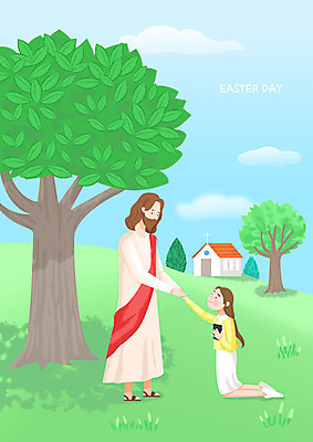 전신 PSD 나무 여자 남자 기독교 일러스트 부활절 기념 사랑 미소 사람 이벤트 초원 성인 두명 초록색 교회 믿음 손잡기 성경 기도 예수 하나님 무릎꿇기 부활 신앙심 국내일러스트 식물 기념일 감정 종교 컬러 종교용품 종교건축 모션 표정 건물 신_종교 파일형식