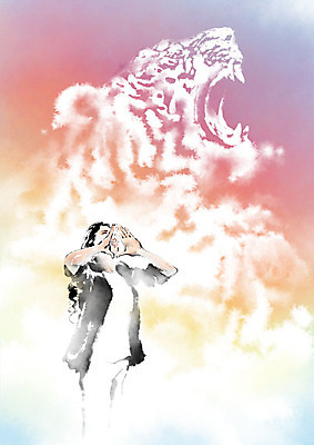 PSD 구름 여자 일러스트 캘리그라피 하늘 붓터치 미래 형상 한명 사람 손짓 상반신 성인 빨간색 노란색 외침 꿈 호랑이 번짐 성인여자한명만 국내일러스트 자연요소 1 컬러 컨셉 포유류 모션 소리 여자한명만 성인여자만 파일형식 효과