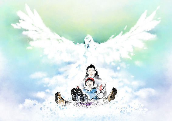 전신 PSD 구름 여자 남자 어린이 일러스트 캘리그라피 하늘 붓터치 미래 사람 성인 두명 파란색 꿈 즐거움 비둘기 썰매 번짐 열정 눈썰매장 국내일러스트 모자관계 자연요소 감정 아들 컬러 컨셉 가족 조류 엄마 파일형식 효과