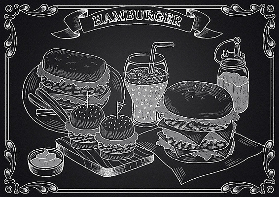 PSD 리본 음료 일러스트 프레임 도마 샌드위치 사람없음 칠판 감자튀김 햄버거 소스 케첩 초크 초크일러스트 초크아트 국내일러스트 음식 주방용품 감자 패스트푸드 튀김 양념 소스_음식 그림 파일형식