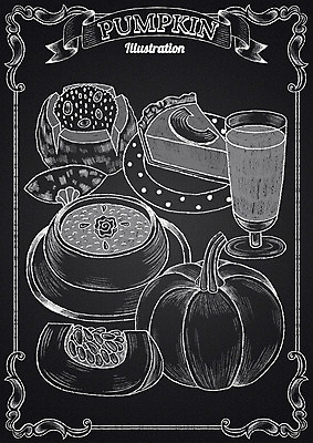 PSD 리본 채소 일러스트 호박 밥 프레임 사람없음 컵 케이크 칠판 주스 초크 죽 초크일러스트 초크아트 국내일러스트 식기 음료 음식 디저트 그림 파일형식