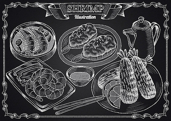 PSD 리본 음식 일러스트 젓가락 주전자 새우 프레임 사람없음 칠판 소스 레몬 초크 초크일러스트 초크아트 새우튀김 새우요리 간장새우 국내일러스트 과일 주방용품 수저 갑각류 튀김 양념 그림 파일형식