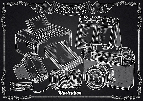 PSD 리본 일러스트 프레임 집게 사람없음 카메라 칠판 인쇄기 앨범 초크 실타래 초크일러스트 초크아트 사진필름 국내일러스트 전자제품 필름 그림 파일형식