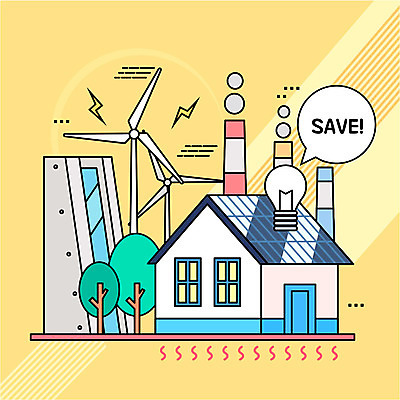 나무 일러스트 전구 자연 주택 사람없음 노란색 자연보호 그린캠페인 발전소 에너지 절약 발전 태양에너지 집열판 풍력기 아나바다 국내일러스트 AI파일 식물 캠페인 컬러 컨셉 건물 그린에너지 풍력에너지 보호 생태계 파일형식 벡터