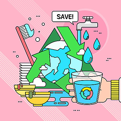 그릇 식기 접시 손 화살표 지구 분홍색 일러스트 신체부위 초록색 물 자연보호 그린캠페인 절약 칫솔 설거지 물컵 수도꼭지 치약 물절약 아나바다 국내일러스트 AI파일 자연요소 캠페인 컬러 컨셉 가사 자연 사람 컵 위생용품 보호 파일형식 벡터